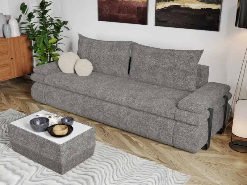 Canapea Extensibila Molly Plusata Gri Deschis — imaginea 2