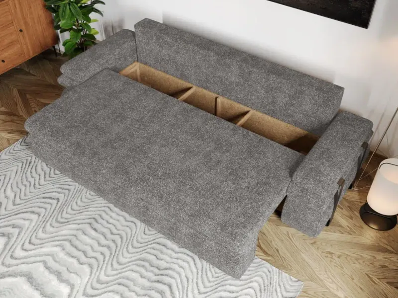 Canapea Extensibila Molly Plusata Gri Deschis — imaginea 3
