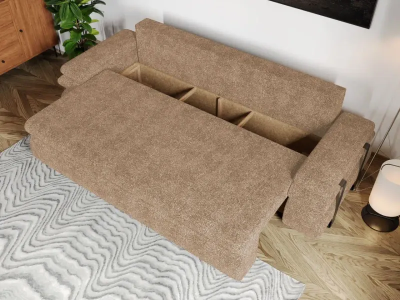 Canapea Extensibila Molly Plusata Bej — imaginea 3