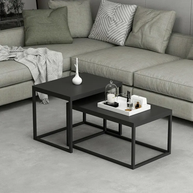 Set Masuta de Cafea Leka - Black, Negru, 60x45x47 cm - Negru