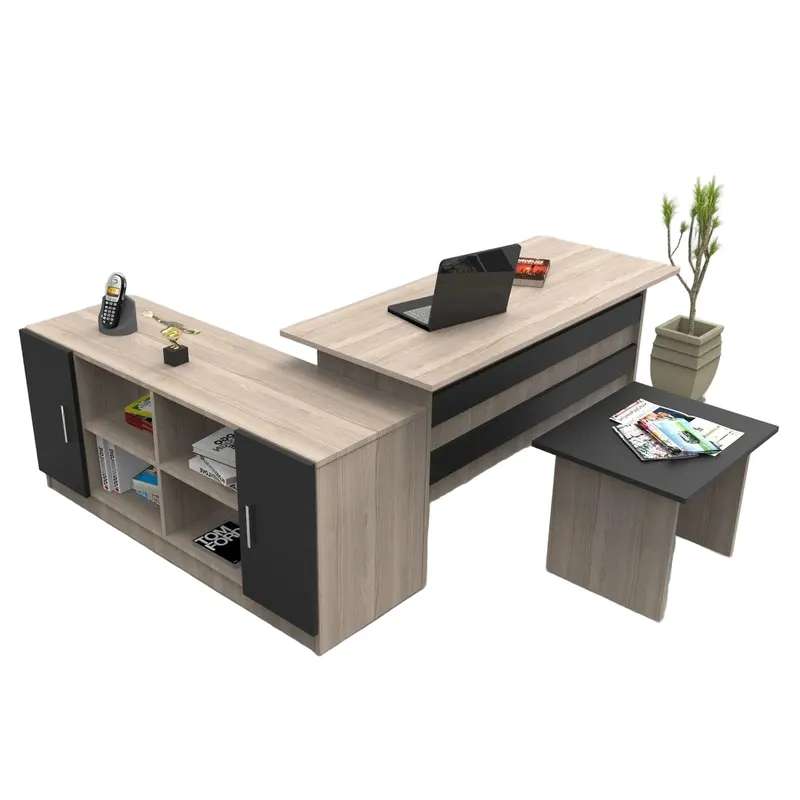 Set mobilier de birou Linta Max, 3 piese, Birou - Masuta - Consola, 140x60x74 cm - Stejar