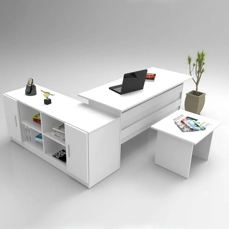 Set mobilier de birou Linta Max, 3 piese, Birou - Masuta - Consola, 140x60x74 cm - Alb