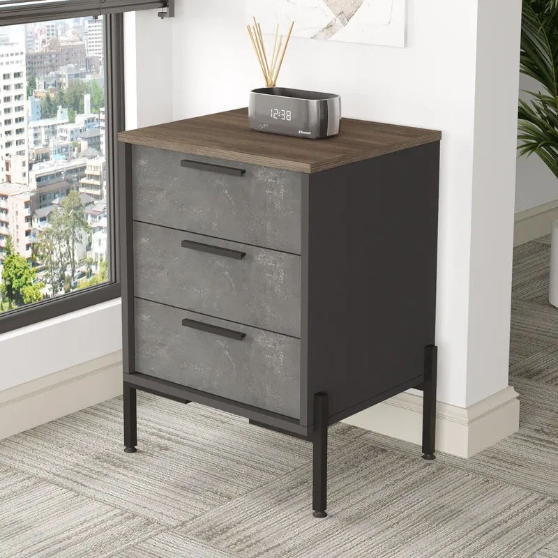 Comoda Birou - Rollbox cu 3 sertare Scandinav, Maro, 54x70x45 cm - Maro