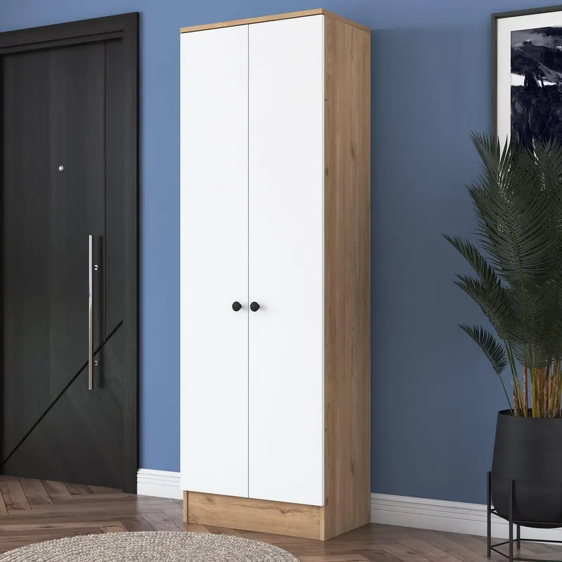 Pantofar Vivre cu 6 rafturi, Alb, 60x183x38 cm - Nuc Alb