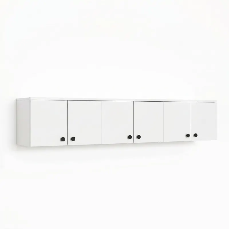 Dulap suspendat 6 usi Svensson, Alb - Nuc Alb, 180x44x38 cm - Alb