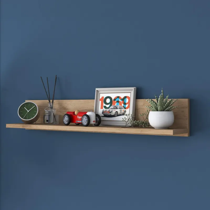 Raft de perete Claudia, Nuc, 90x15x15 cm - Nuc