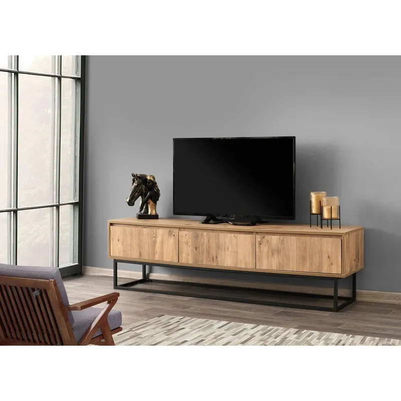 Comoda Tv Tılsım 180, Negru, 180x50x40 cm - Negru
