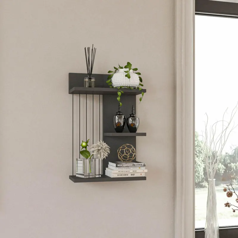 Raft de perete Kinik, 40x60x19 cm - Gri