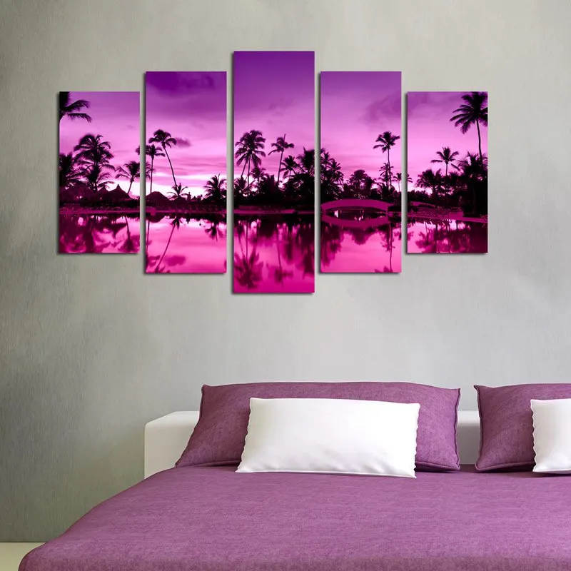 Tablou MDF ( 5 buc ) Hurghada Roz, Multicolor, 60x110 cm - Multicolor