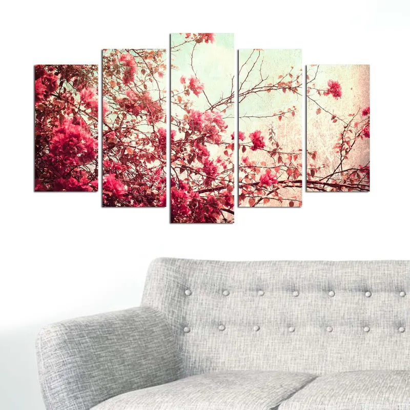 Tablou MDF ( 5 buc ) Gradina Japoneaza, Multicolor, 60x110 cm - Multicolor