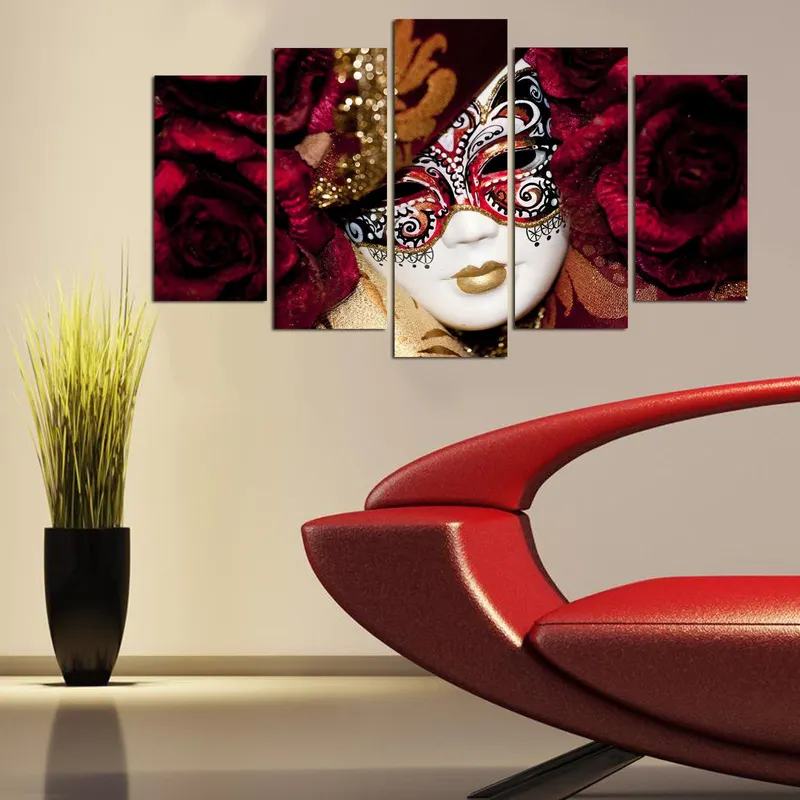 Tablou MDF ( 5 buc ) Geisa, Multicolor, 60x110 cm - Multicolor