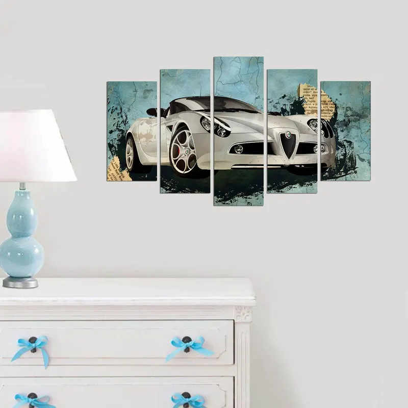 Tablou MDF ( 5 buc ) Alfa Romeo, Multicolor, 60x110 cm - Multicolor