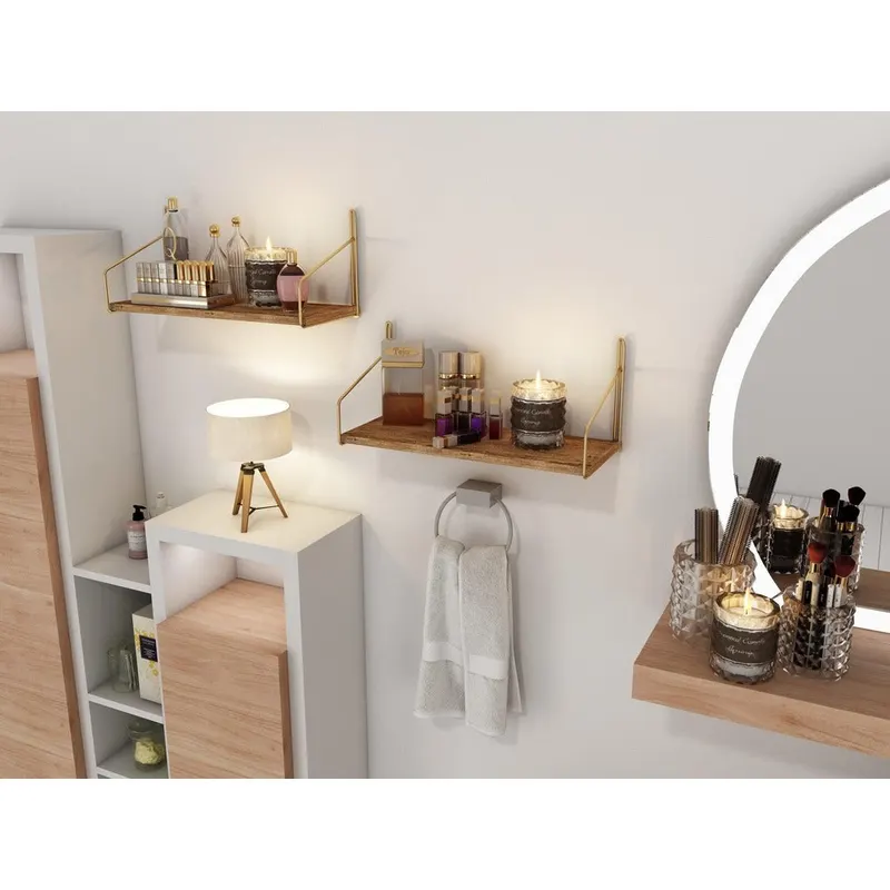 Raft de perete Wall Shelf Straight, Aur, 16x16x45 cm - Auriu