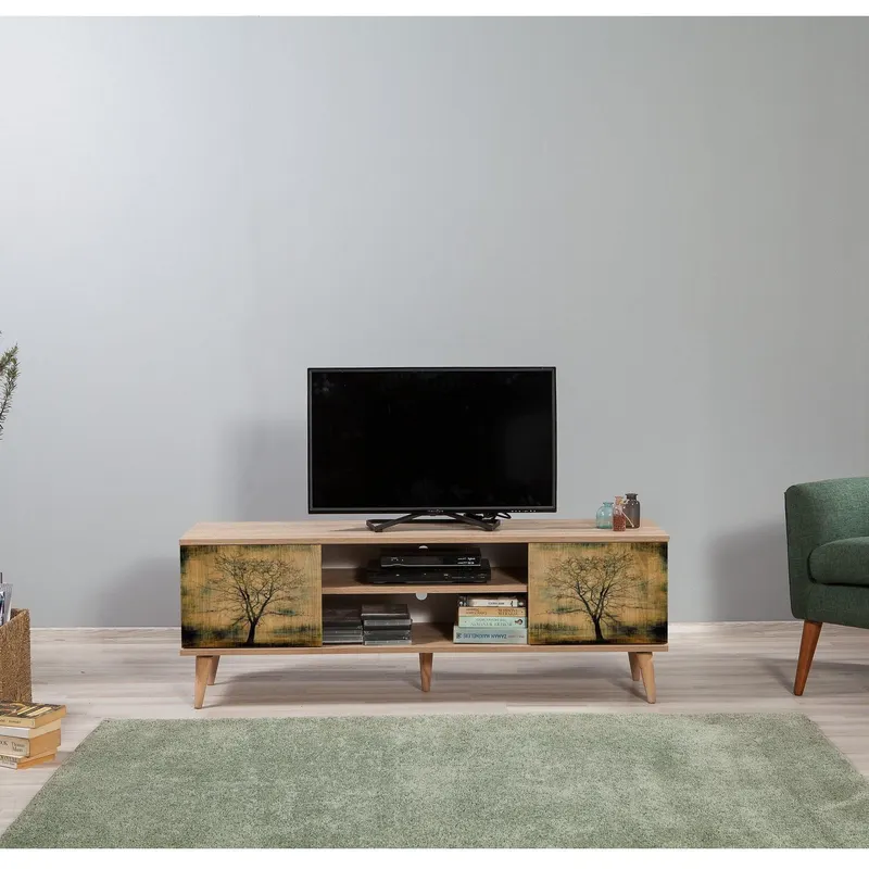 Comoda Tv Truva -  TV Stand 6, Stejar Sonoma, 50x40x140 cm - Stejar