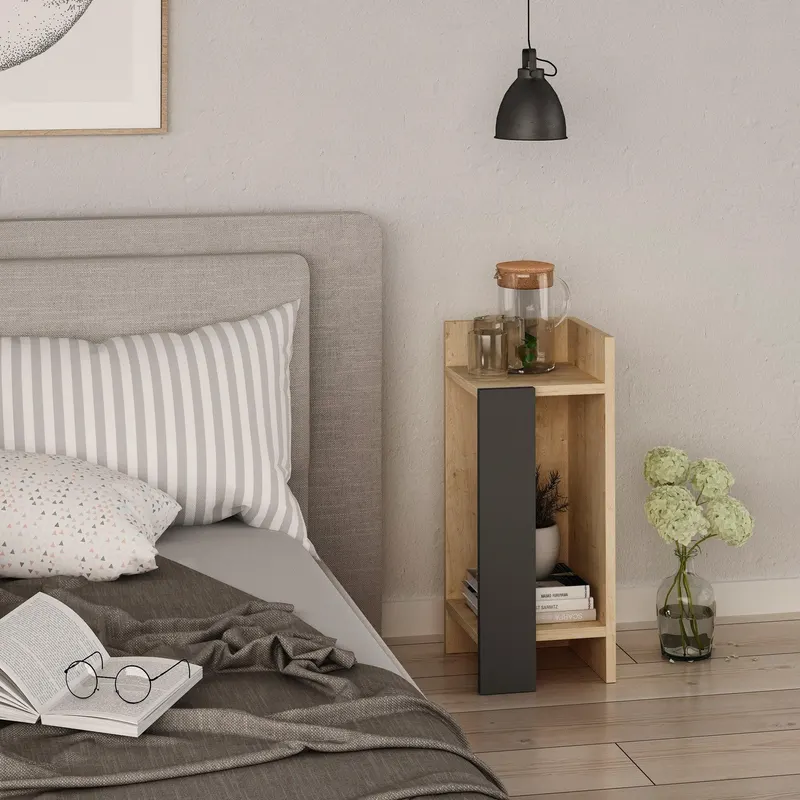 Noptiera dreapta Elos, Anthracite, Stejar, 25x60x27 cm - Stejar