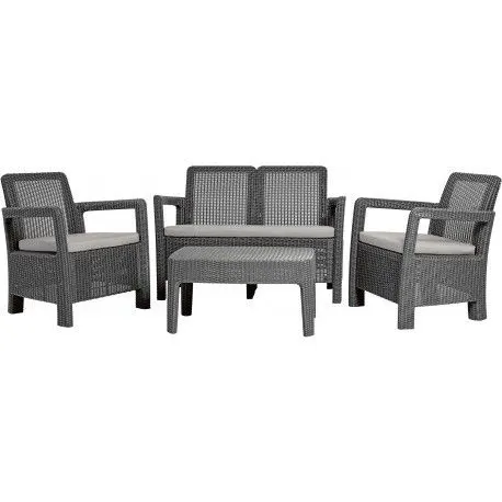 Set mobilier gradina graphite, 2 fotolii, canapea, masuta