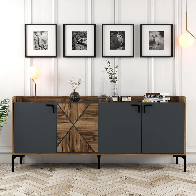 Comodă Venedik, Nuc, 35x78x180 cm - Antracit de nuc