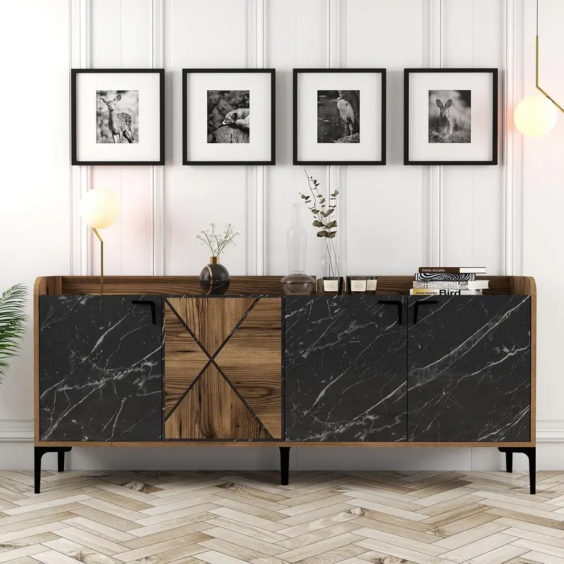 Comodă Venedik, Nuc, 35x78x180 cm - Nuc Negru