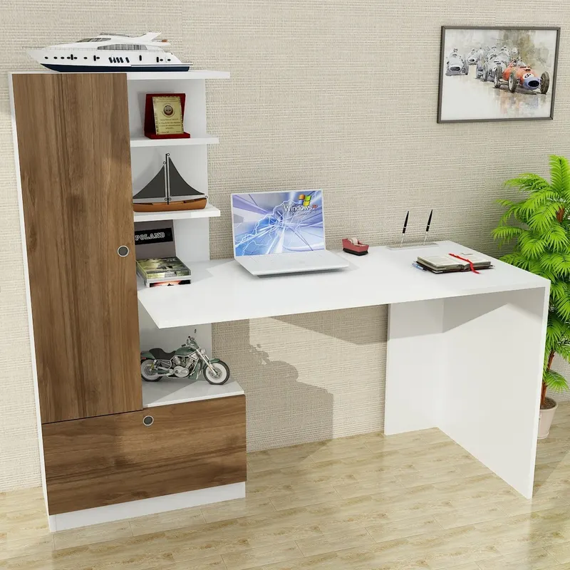 Birou cu Dulap Domingos - White, Walnut