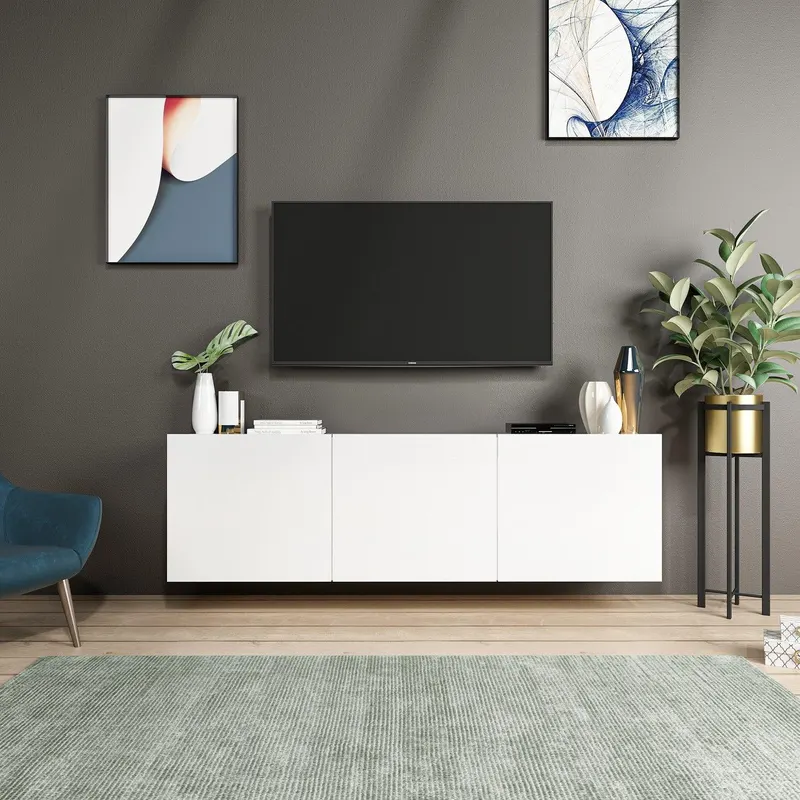 Comoda Tv White, Alb, 31x44x150 cm - Alb