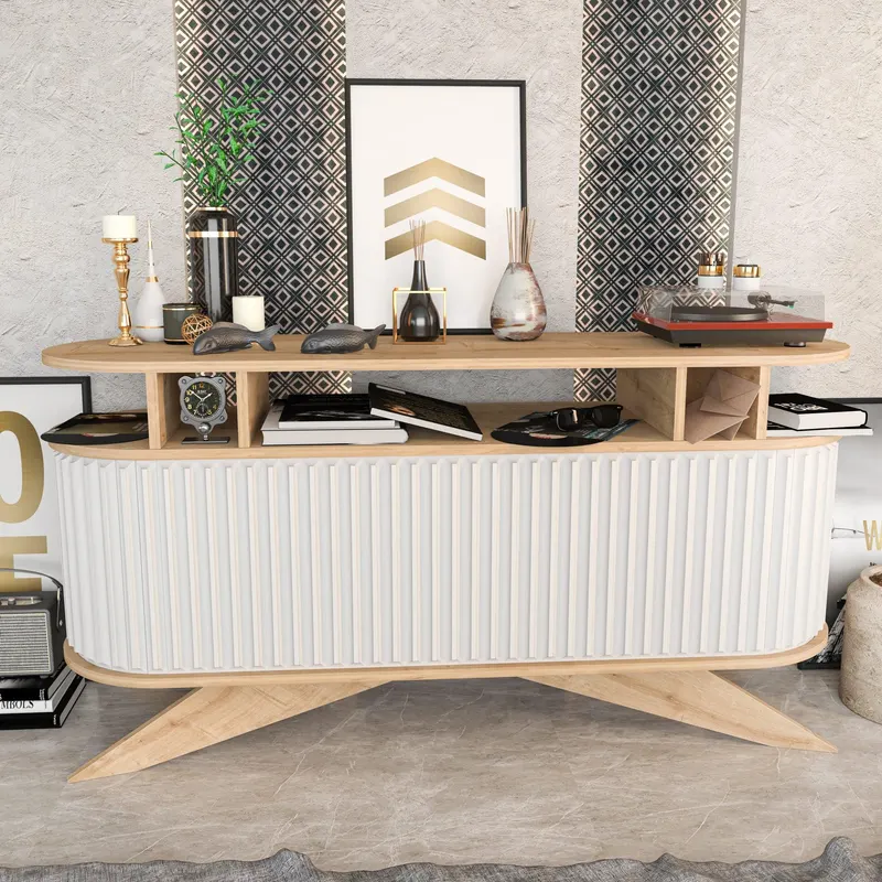 Consola Stor - Oak, White, Crem, 43x75x150 cm - Bej