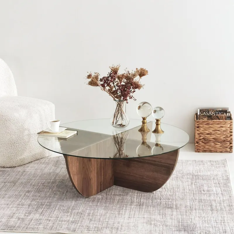 Masuta de cafea Lily - Walnut, Nuc, 90x30x90 cm - Nuc