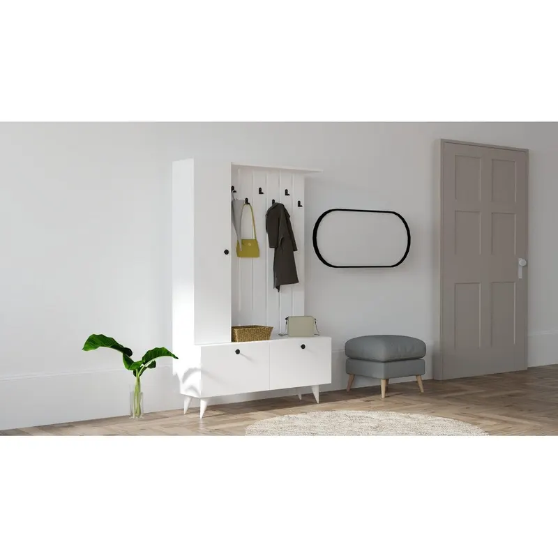 Cuier cu pantofar Lala - White, Alb, 112x170x35 cm - Alb
