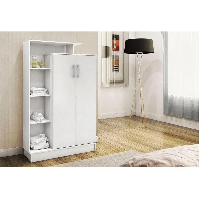 Dulap multifunctional Nilay cu 2 usi si rafturi, Alb, 90x140x30 cm - Alb