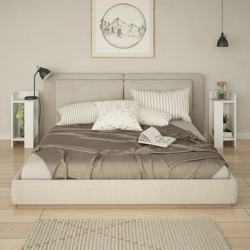 Noptiera Peder 2 buc, Alb, 25x60x27 cm - Alb