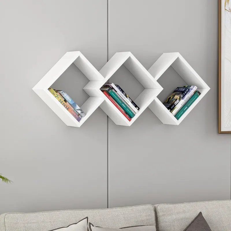 Raft de perete Galaxy Wall Shelf, Gri, 102x42x20 cm - Alb