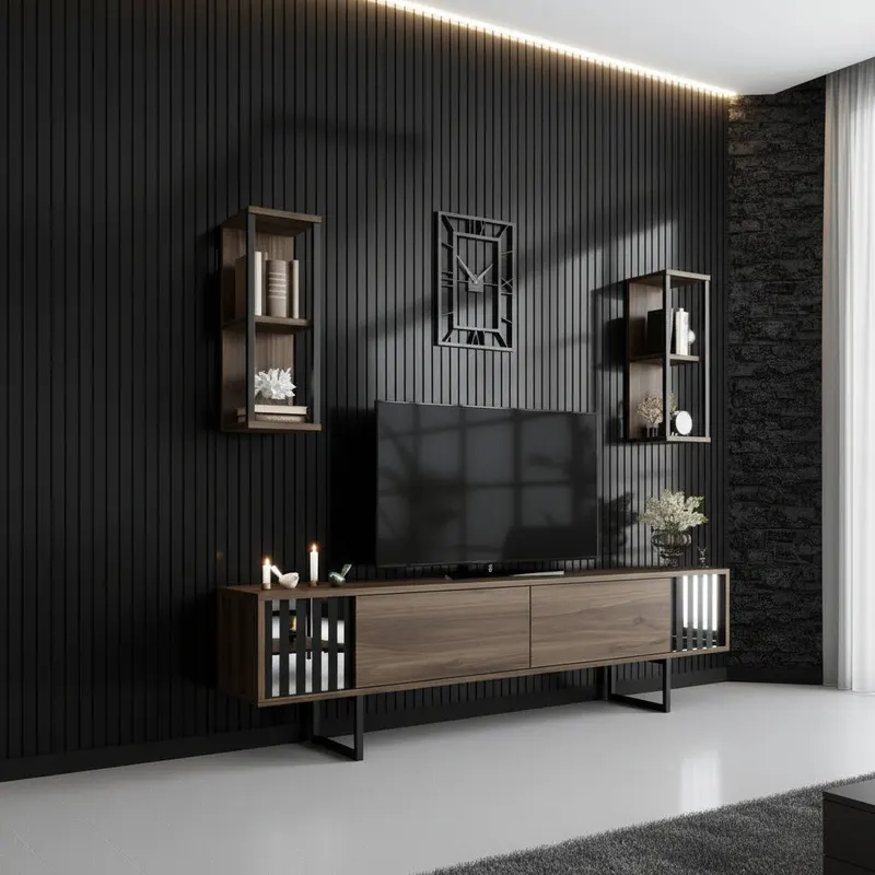 Comoda Tv Chrome Line Tv Stand Stylish, Gri, 180x30x18 cm - Maro