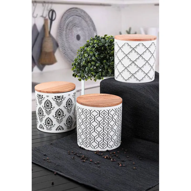 Set cutie de depozitare, 3 Piese, Alb, 12x12x10 cm - Alb