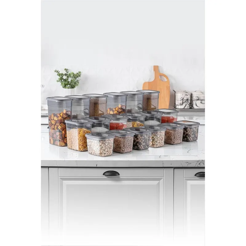 Set cutie de depozitare, Gri, 12x16.5x11.2 cm - Gri