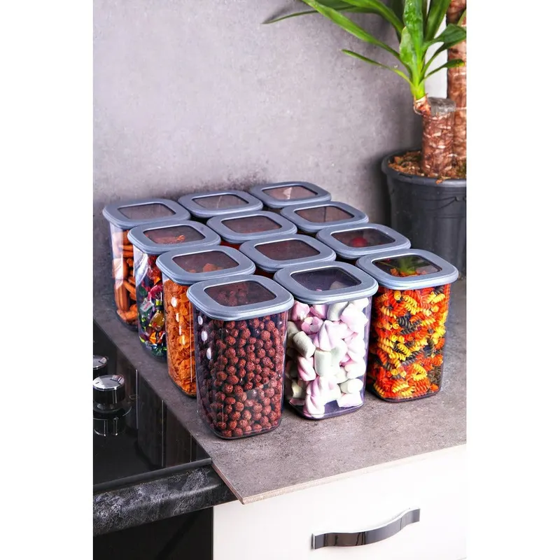 Set cutie de depozitare, Gri, 6.5x6.5x13 cm - Gri