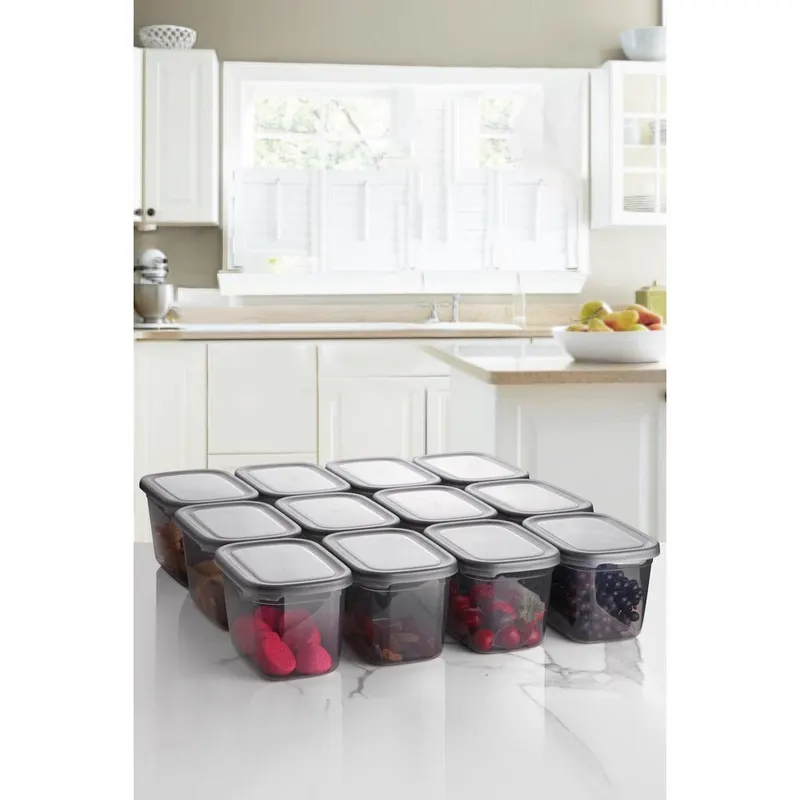 Set cutie de depozitare, Gri, 12x16.5x11.2 cm - Gri