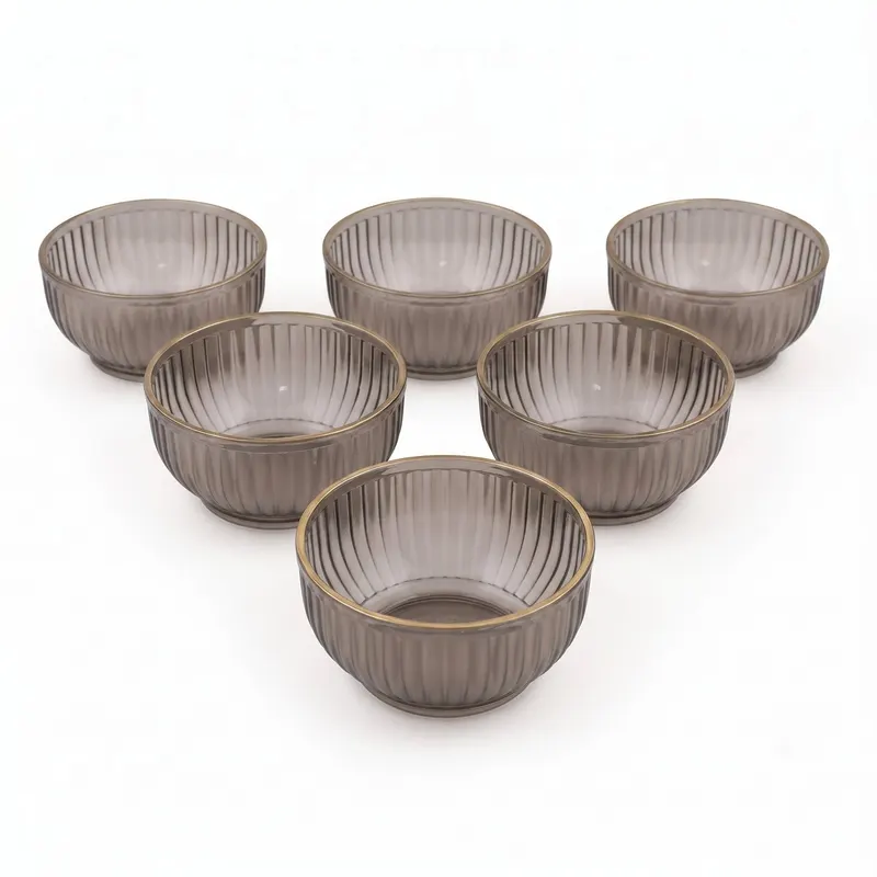 Set 6 boluri, Fumuriu, 10x10x5 cm - Gri
