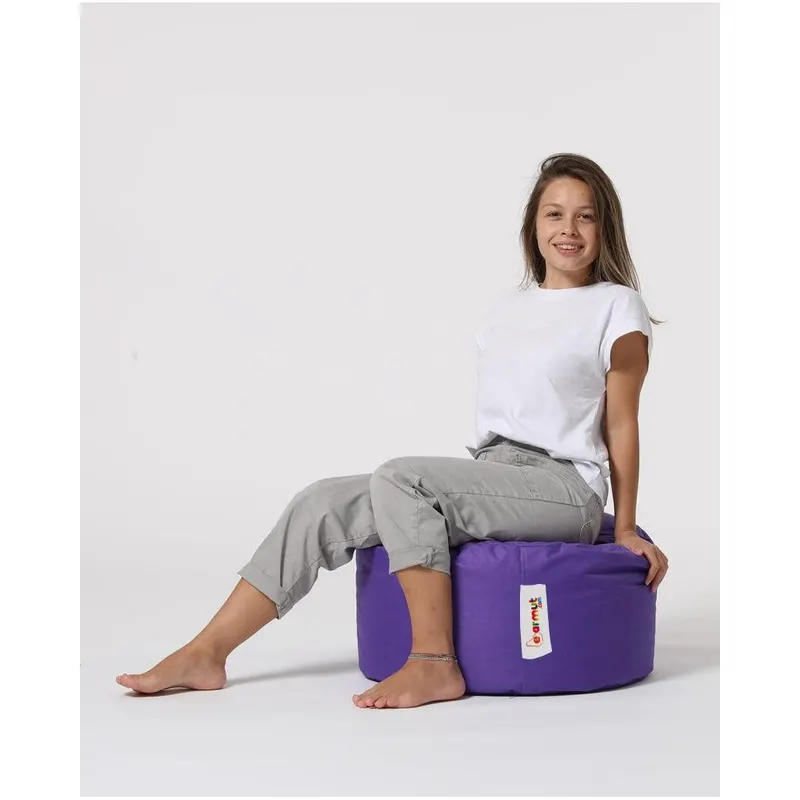 Taburet puf, Round Pouf, Ferndale, impermeabil, Garden Pouffe, 55x55x30 cm - Violet