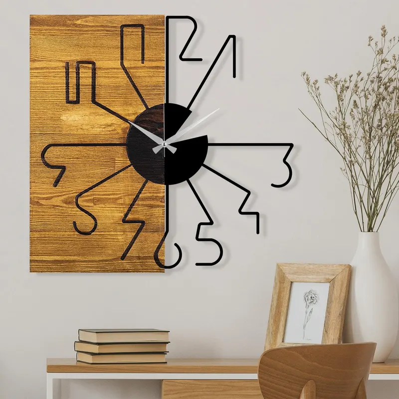 Ceas de perete din lemn Sunny, Nuc, 58x58 cm - Nuc