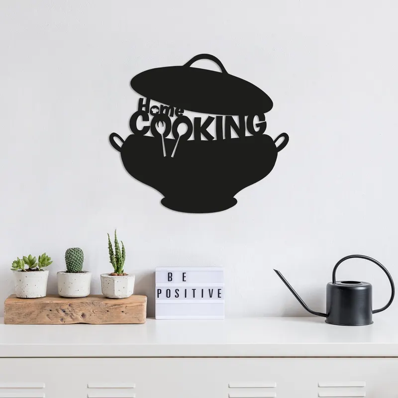 Decoratiune de perete Metal Cookıng-metalpot, Cupru, 40x45 cm - Negru