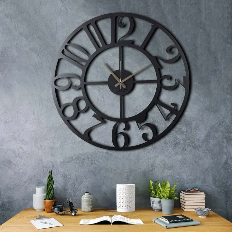 Ceas de perete Circle XL, Negru, 70x70 cm - Negru
