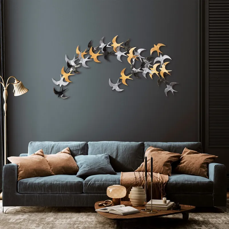 Decoratiune de perete Metal Kirlangiç, Multicolor, 62x137 cm - Multicolor