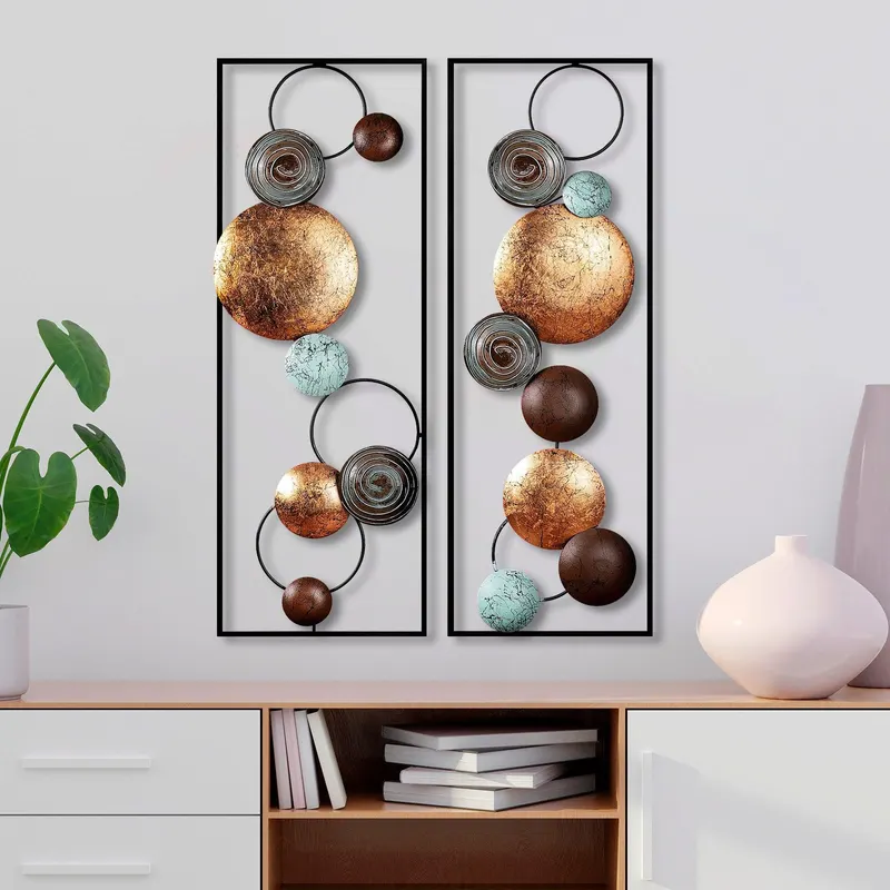 Decoratiune de perete Metal Textured - 9, Multicolor, 32x4x90 cm - Multicolor