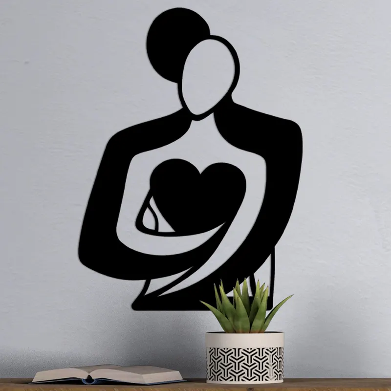 Decoratiune de perete Metal Love, Negru, 52x70 cm - Negru