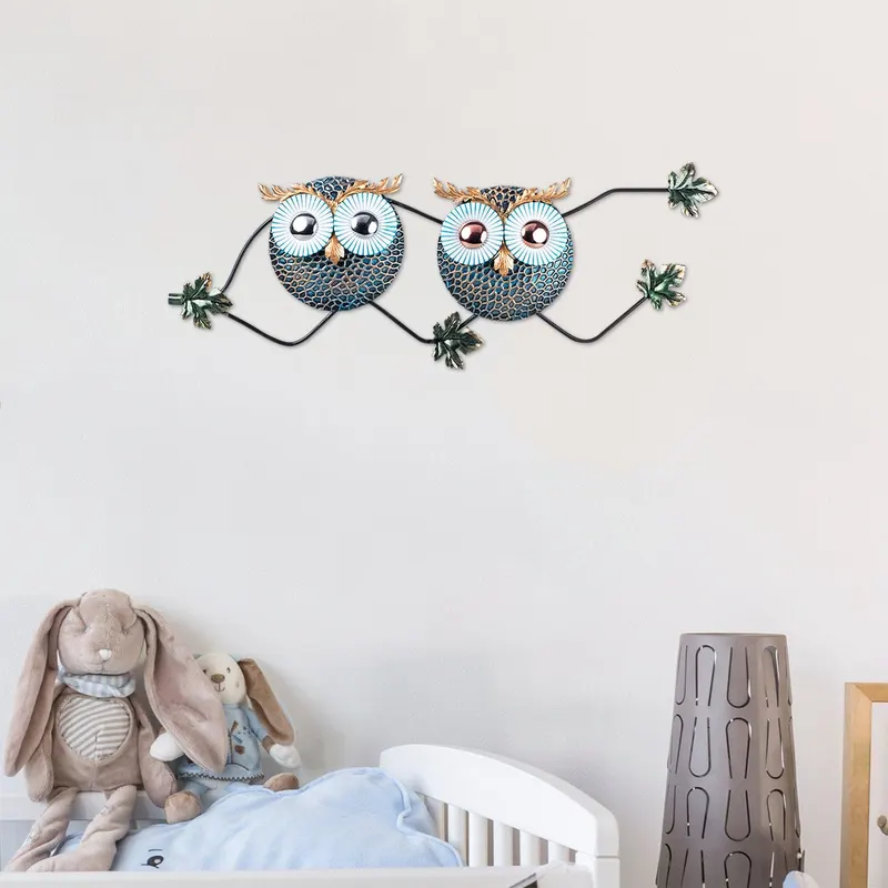 Decoratiune de perete Metal Owl 3, Multicolor, 28x77 cm - Multicolor
