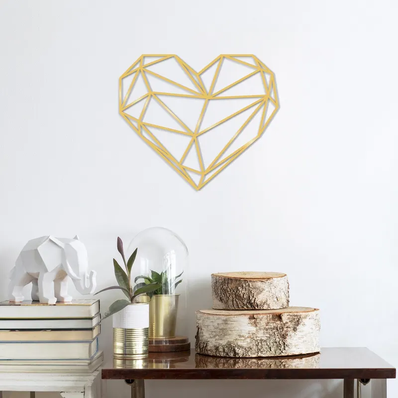 Decoratiune de perete Metal Heart Metal Decor - Gold, Aur, 40x47 cm - Auriu