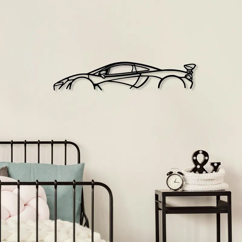 Decoratiune de perete Metal Mclaren P1 Silhouette, Negru, 14x68 cm - Negru
