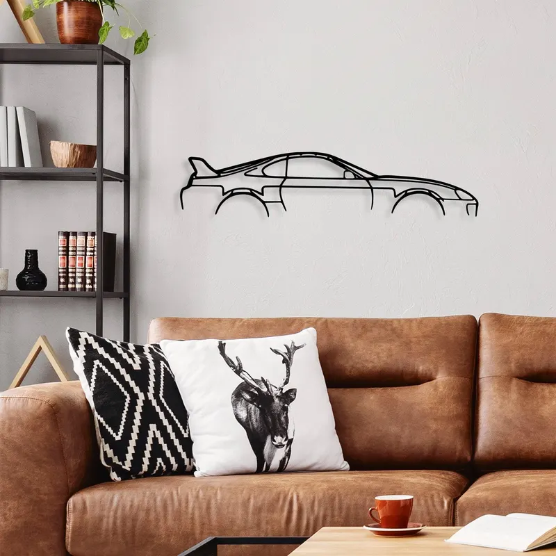 Decoratiune de perete Metal Toyota Supra Silhouette, Negru, 15x70 cm - Negru