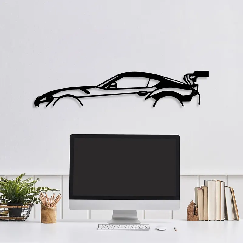 Decoratiune de perete Metal Dodge Viper Silhouette, Negru, 14x70 cm - Negru