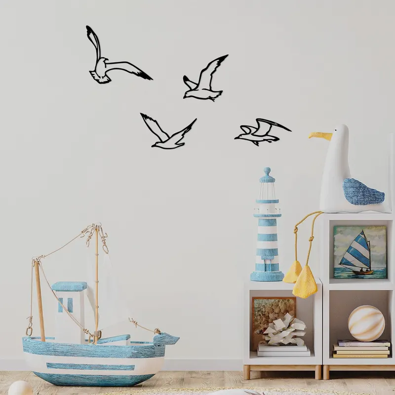 Decoratiune de perete Metal Birds Sorty - 443, Negru, 19x1.5x9 cm - Negru
