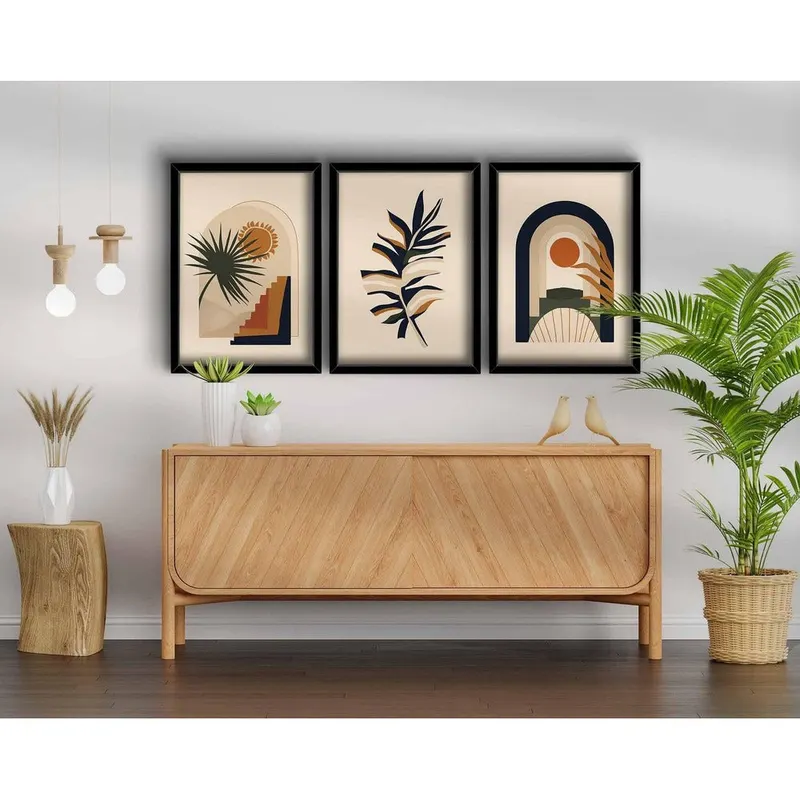 Tablou MDF cu rame (3 bucăți) 3P3853NISCT-003, Multicolor, 538 cm, 38x53 cm - Multicolor